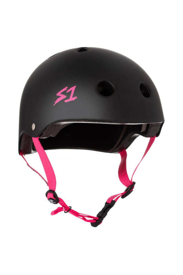 S1 Lifer Helmet - Black Matte Pink Straps