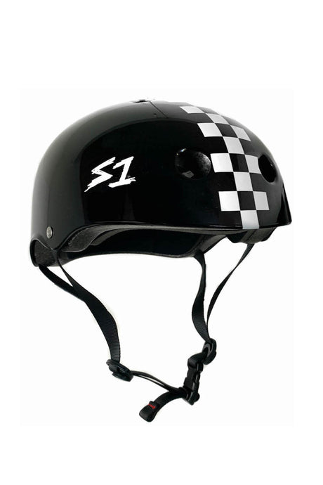 S1 Lifer Helmet - Black Gloss / White Checkers