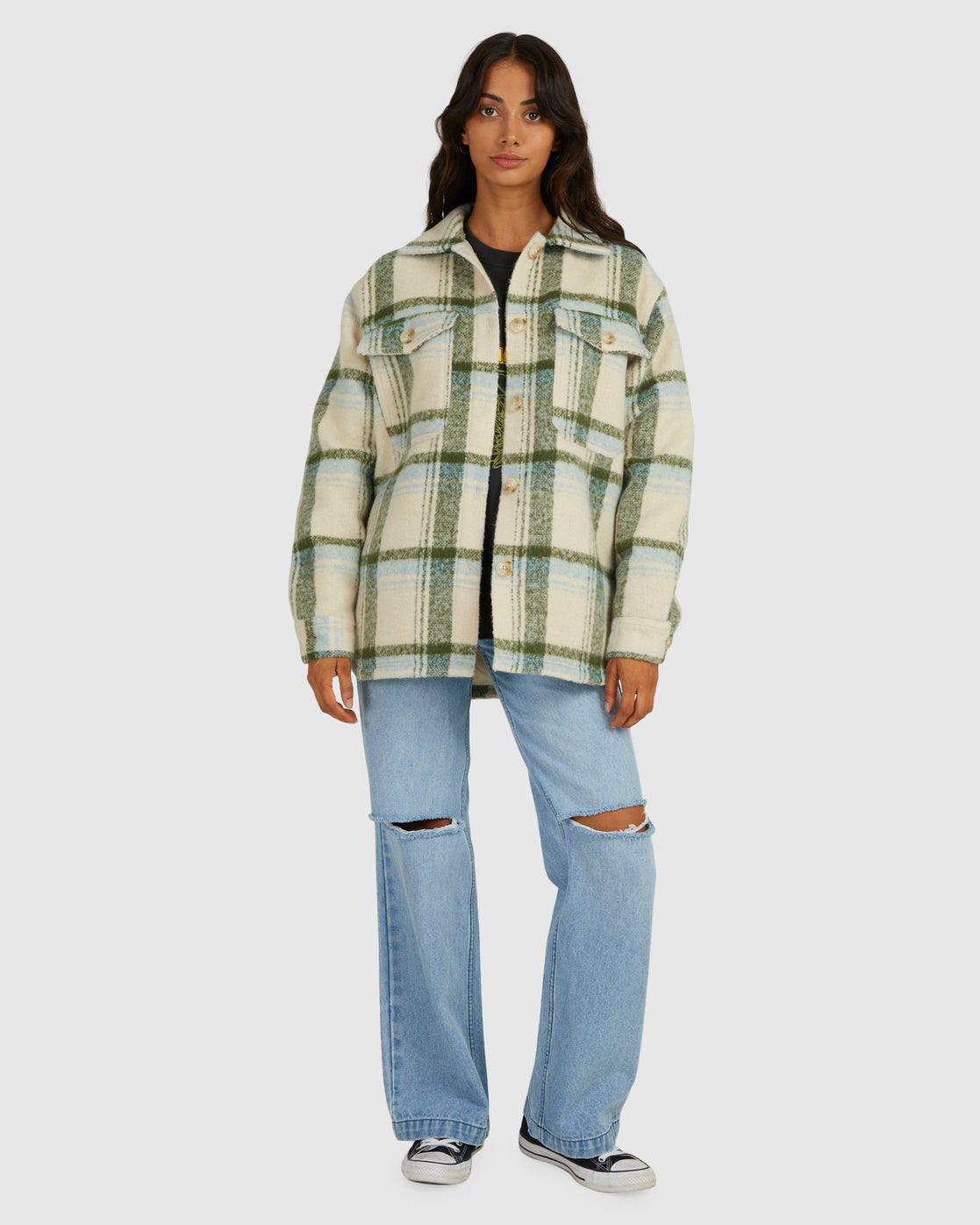 RVCA Womens Valley Plaid Shacket