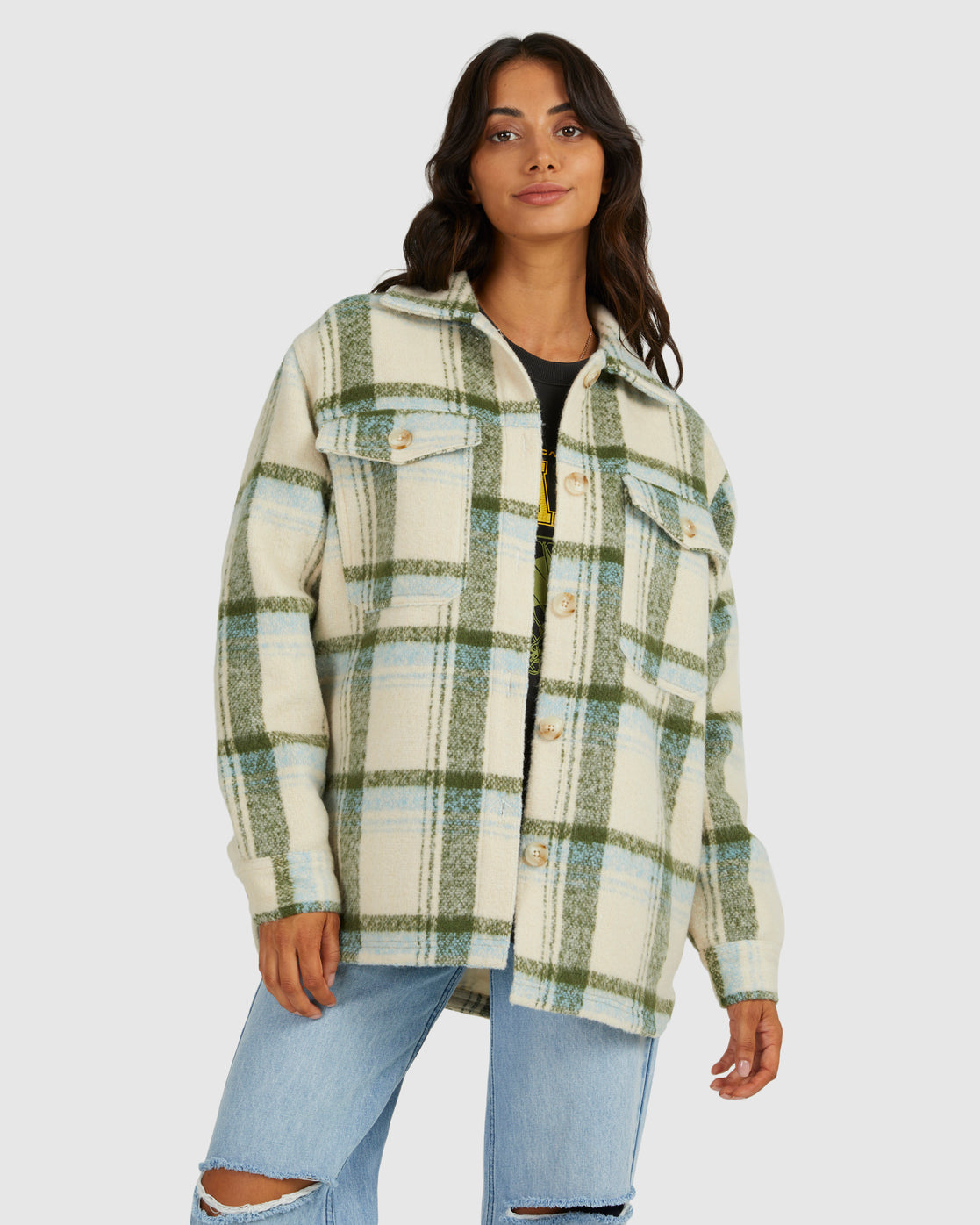 RVCA Womens Valley Plaid Shacket
